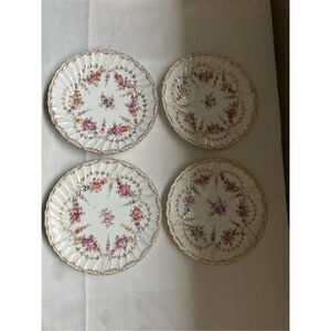 Meissen Porcelain Plates with Floral & Gold Gilt floral hand painted 7.4”
